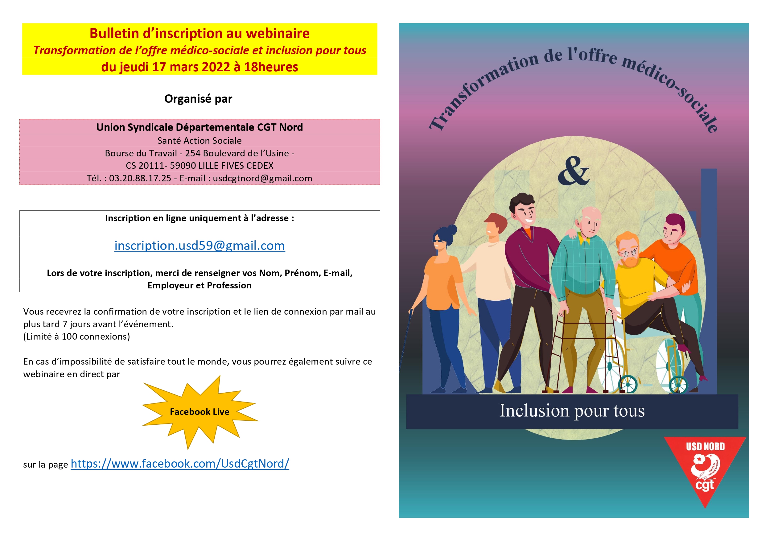 17/03/2022 - Webinaire - Transformation de l’offre médico-sociale et Inclusion pour tous - A partir de 18H 17/03/2022 - Webinaire - Transformation de l’offre médico-sociale et Inclusion pour tous - A partir de 18H