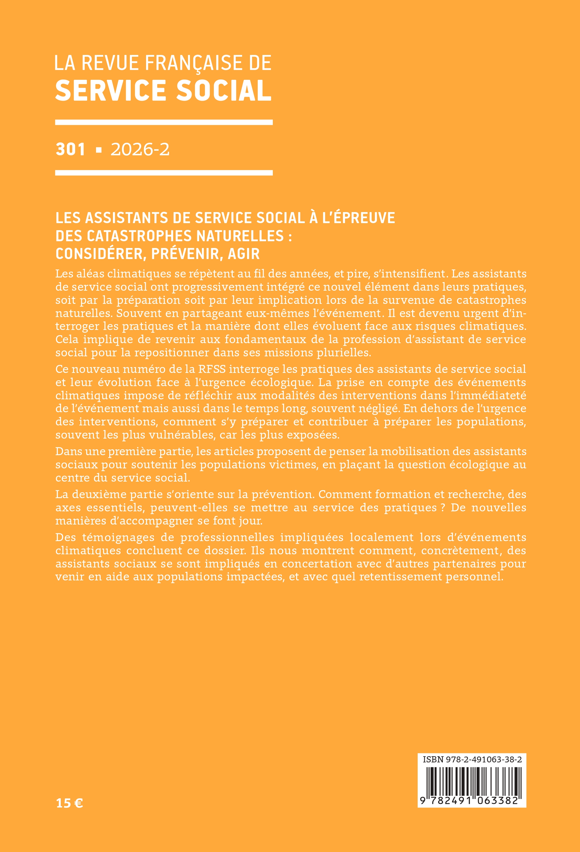 RFSS N°301 : « Les assistants de service social à l’épreuve des catastrophes naturelles : considérer, prévenir, agir »