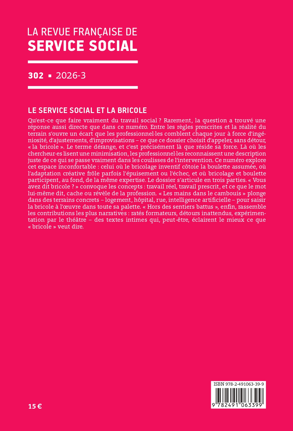 RFSS N°302 : « Le service social et la bricole »