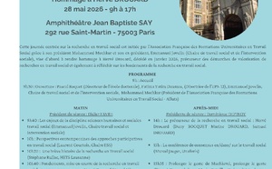 Hommage à Hervé DROUARD 28 mai 2026 - 9h à 17h - La recherche en travail social, fondements et théories