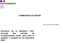 Ouverture de la résiliation infra-annuelle des contrats de complémentaire santé, sans frais ni pénalité Ouverture de la résiliation infra-annuelle des contrats de complémentaire santé, sans frais ni pénalité