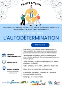 Colloque "L'autodetermination" le 29/11/2024 Colloque "L'autodetermination" le 29/11/2024