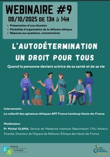Webinaire: "L'autodétermination, un droit pour tous. Quand la personne devient actrice de sa santé et de sa vie"