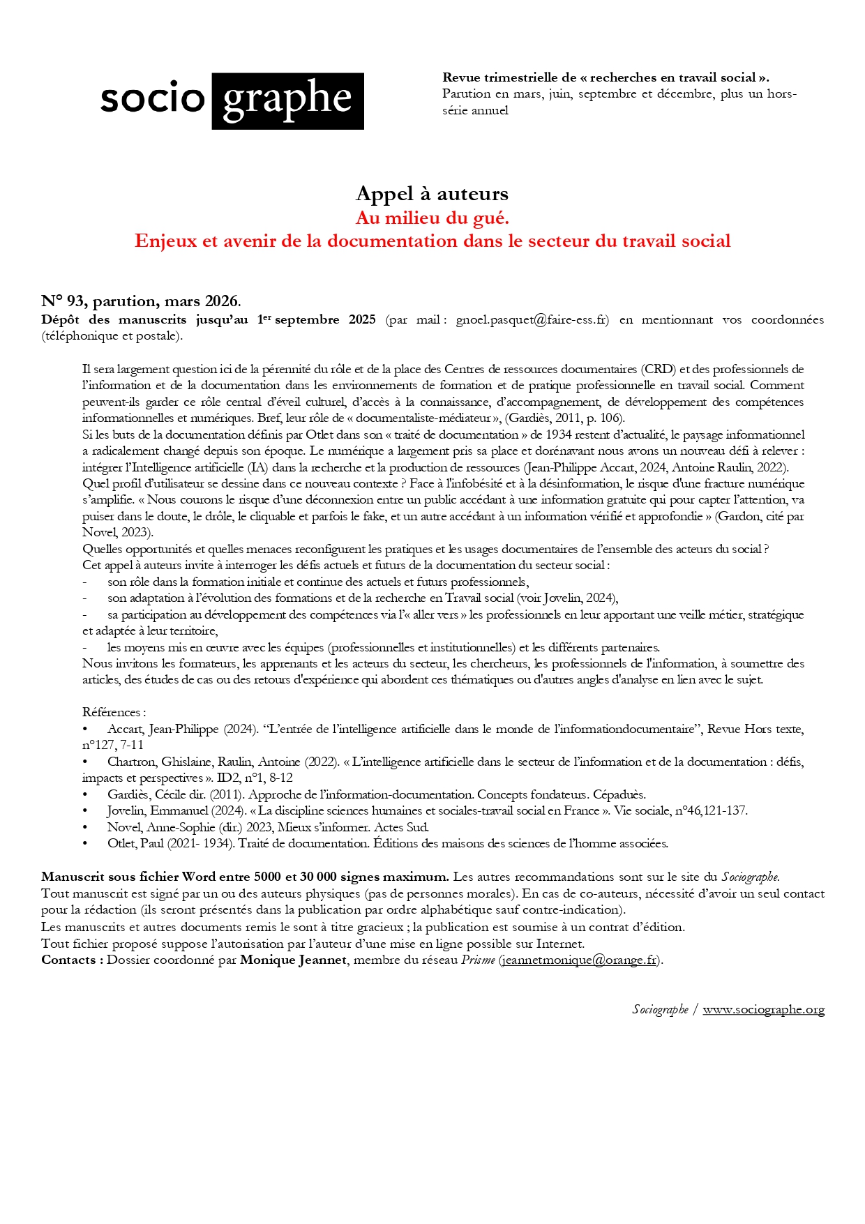 Appel à auteurs – Le Sociographe #93 Appel à auteurs – Le Sociographe #93