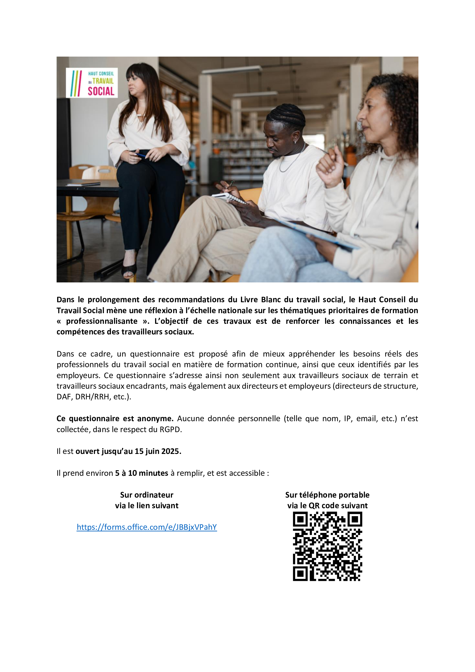 Consultation nationale – Formation continue des professionnels du travail social